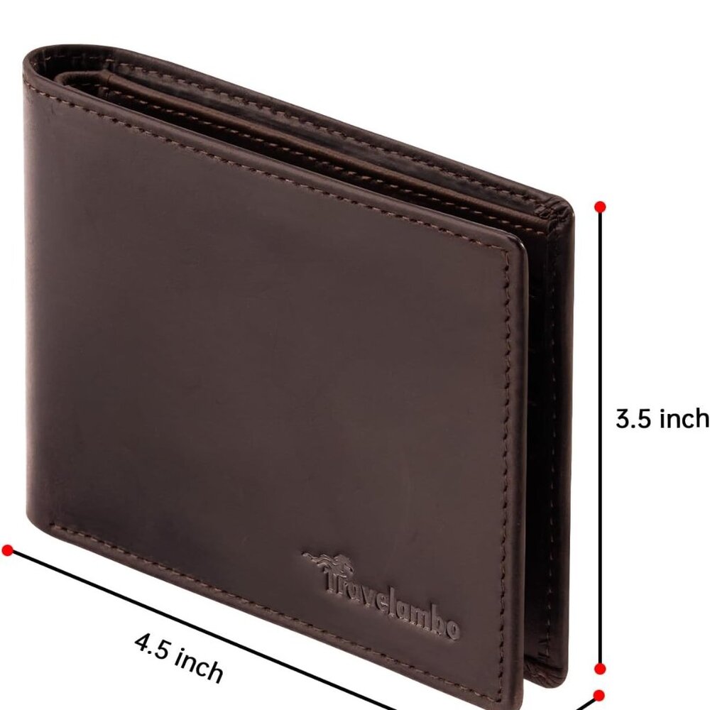 Travelambo Wallet for Men Real Leather Mens Bifold Wallet RFID Blocking - Thin